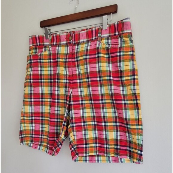 Lands' End Plaid Y2k Multicolor 100% Cotton Shorts Size 16 Fit 2 - Picture 3 of 12